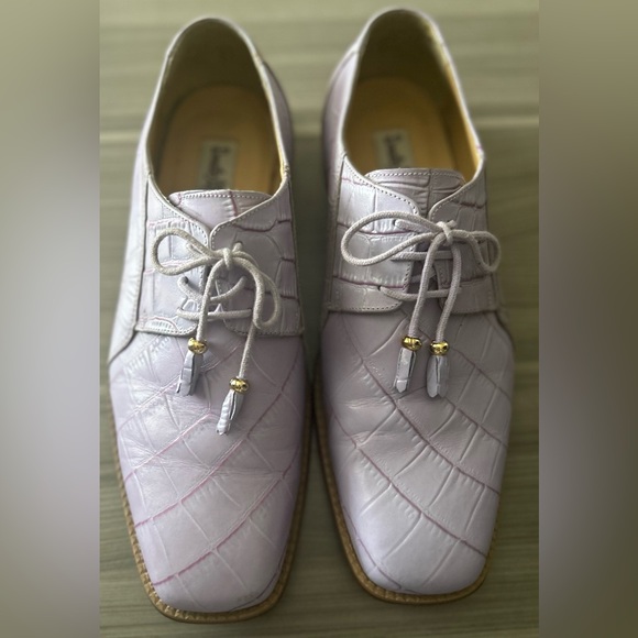 Purple Leather Oxford Shoes with Quilted Design main image 7
